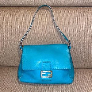 Fendi Selleria ‘Mama Forever Baguette 635’ turquoise leather purse